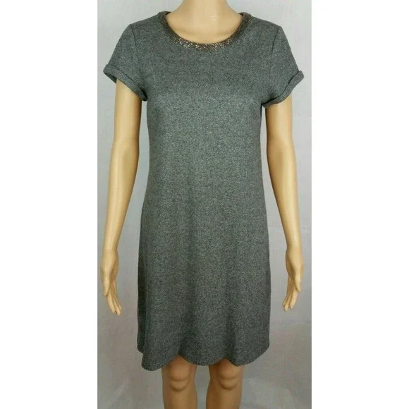 ann taylor loft women's dresses NWT Ann Taylor LOFT Summer Leaf Knit Maxi Beach Long Relax Black Dress Size  S/M main image 1